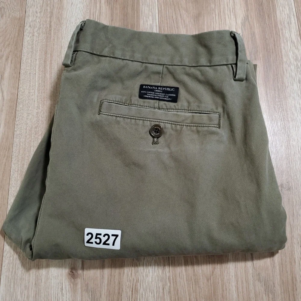 Banana Republic Emerson Chino Pants Mens 32x30 Olive Green Straight Leg Cotton